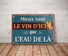 Plaque métal vintage citation Le vin Décoration Déco affiche alcool cave bar