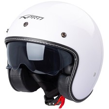 Casque Moto Jet Cafe Racer Homologué ECE 22-06 Scooter Custom Blanc