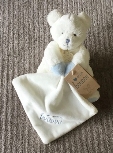 Peluche ours blanc bleu - ours, pantin