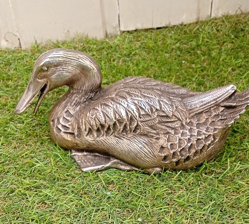 Grand canard métal - canard, argenté