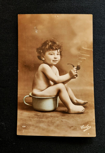 Carte postale bebe fumeur - carte,