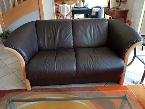 Canapé vintage cuir marron - canapé,