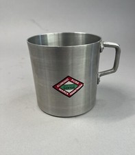 Vintage Santos Tin Aluminum Cup Coffee Mug w Handle Primitive Rustic Campfire