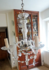 lustre à pampilles bronze verre ancien style baroque Murano 4 feux