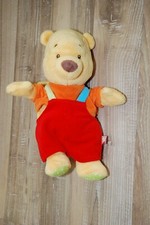 Peluche Doudou Ours Winnie DISNEY BABY Salopette Rouge Pull Orange 