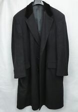 VTG Chesterfield Coat Mens 48R Charcoal Gray Wool Velour Velvet Collar Overcoat