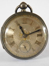 c1888 ANTIQUE SOLID SILVER FUSEE POCKET WATCH - JOSEPH HARRIS -WOLVERHAMPTON
