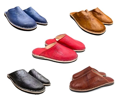 Babouches cuir bout rond - babouches, en