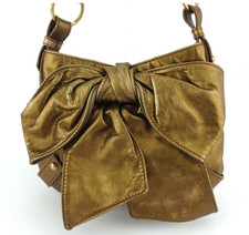 Yves Saint Laurent Rive Gauche Sac Bow Big Libon Shoulder Bag Brown × Gold