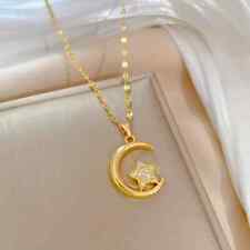 Collier Pendentif Lune Étoile en Acier Inoxydable pour Femme Fille