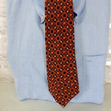 Neck Tie Mens Orange Native Fair Isle Nordic Rustic Silk Casual Suit NINO VERRE