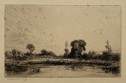 Etang gravure eau forte - gravure,