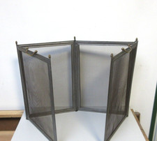 CHEMINEE ECRAN PARE FEUX Patiné acier brossé sur laiton 4 VOLETS PARFAIT ETAT