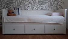 Lit Banquette HEMNES IKEA - 2 p, structure et matelas (80x200) 3 tiroirs, blanc