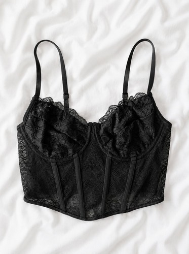 Corset noir dentelle - corset, en