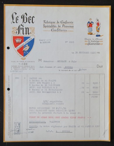 Facture marseille 1950 bec - facture,