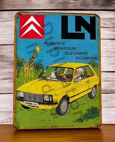 Plaque métal tintin citroën - plaque,