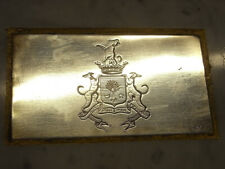 🇫🇷 ANCIEN RARE PRESSE PAPIER PLAQUE ARGENT SUR MARBRE MEDAILLE BLASON ARMOIRIE