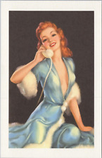 Blue Robe Pretty Girl Pin Up WW2 Brand New Postcard of Vintage Image 11781a