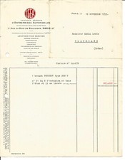Paris 1953. Invoice C.G.E.A for 1 station wagon Peugeot 202 U.2 rue du Bois de Boulogne