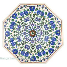 42 " Marbre Table Top Demi Précieux Pierres Lapis Floral Incrustation Art