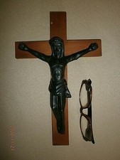 OLD WOODEN WALL CRUCIFIX/XXemé/CHRIST WOOD ebony?/H.30cm/ALTAR/CHURCH/RELIC