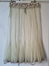 Chine Collection tulle overlay skirt with wool band floral embroidery size M