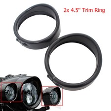 Gloss Black 4.5" Fog Light Trim Ring Passing Lamp Cover For Harley Street Glide