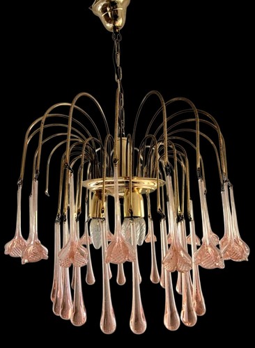 Lustre pampilles murano rose - ,