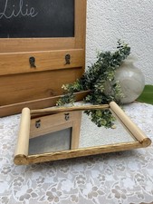 Antique Rectangular Mirror and Gold Metal Tray - Art Deco Service