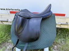 Luc Childeric Mono Dressage Saddle Blue Piping Stamped 17.5 Measures 18+ Wool