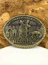 Vintage 1982 Hesston NFR Rodeo Belt Buckle All Around Cowboy 8th Edition