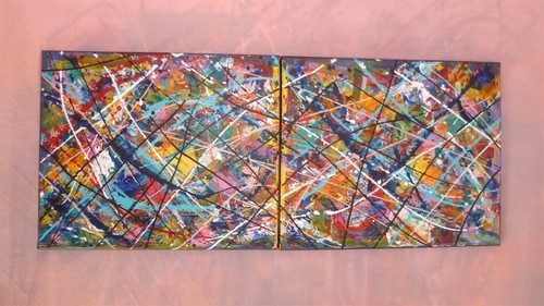 Tableau diptyque acrylique - tableau,