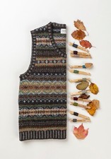 BNWT Eribe Westray Vest 100% Shetland Wool Fairisle SML RRP £159