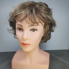 Ellen Wille Mono Top Wig Wavy Loose Curls Layered Bangs Brown Blonde Highlights