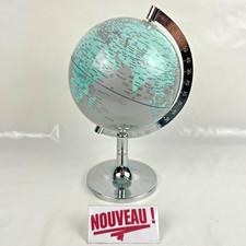 ➜BEAUTIFUL LITTLE GLOBE ROTATING WORLD MAP ON FOOT GREY VINTAGE DECORATION
