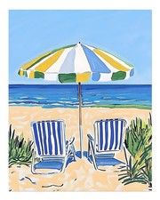 Parasol de plage et chaises