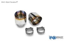 FOX Embouts Pour Hyundai I30N 2 X 114Mm Rond Double Paroi Biseauté Brûlé