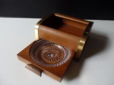 BOITE ANCIENNE VINTAGE A CIGARES OU CIGARETTES A VOLET COULISSANT  + CENDRIER