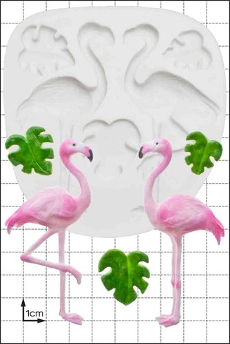 Moule silicone flamants - flamants, roses