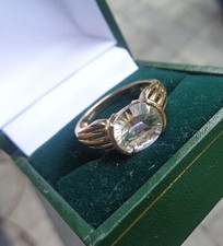 9ct Anneau Or Verre Cristal