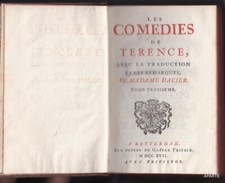 LES COMEDIES TERENCE la traduction remarques DACIER 1717 TOME 2 SEUL