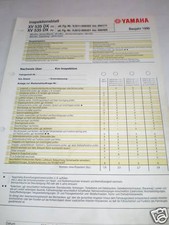 Inspektionsblatt / Service Données Yamaha XV 535 Dx Virago - Type VJ01 - Ab 1999