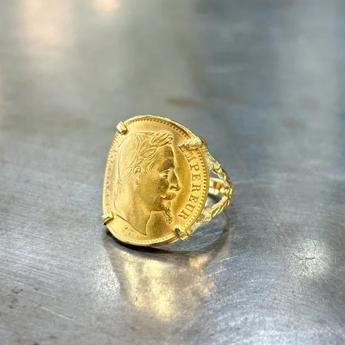 Bague pièce jaune 750 - pièce,