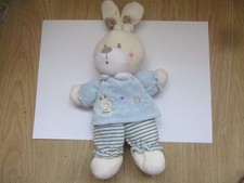 peluche doudou lapin bleu rayé marron nicotoy simba toys ABC beige écru