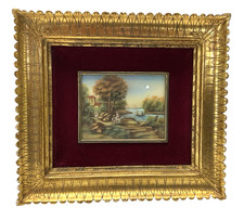 Antique MINIATURE Signed Painting Framed Frame (2)