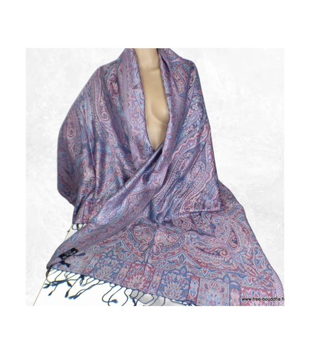 Pashmina soie bleu - en,