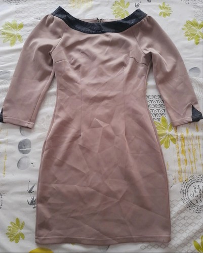 Robe moulante beige rose - moulante, beige/rose