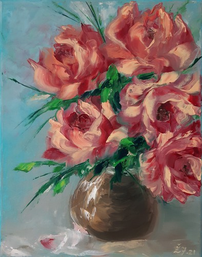 Peinture roses fleur - , art