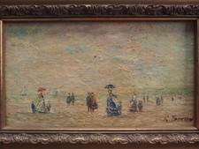 Scène Plage HONFLEUR Huile